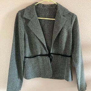 Size small- plaid checkered blazer with black ribbon tie